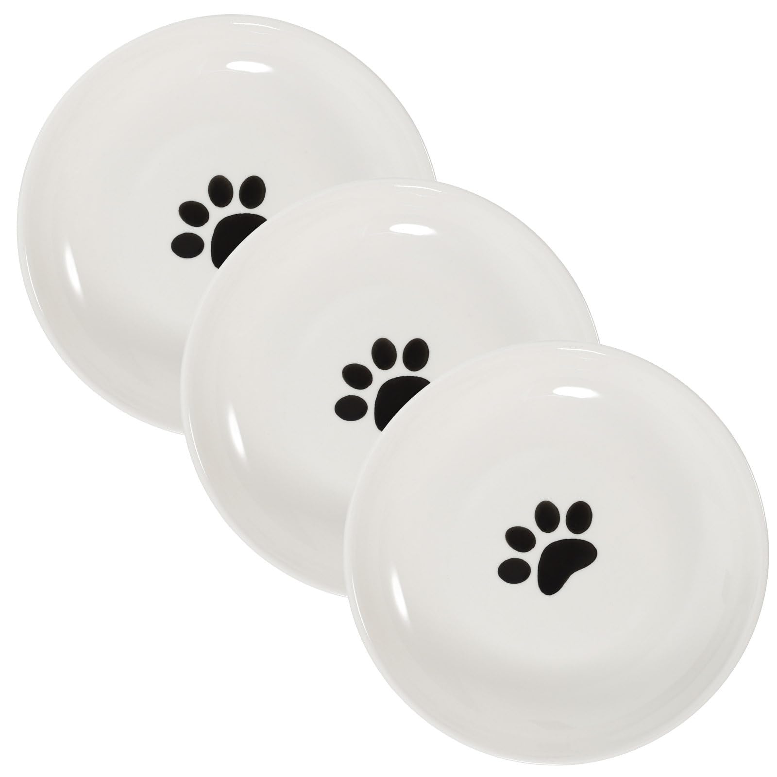 Ciotole per Gatti in Ceramica Set da 3 Pezzi Fondo Antiscivolo in Silicone, Ciotola Bassa e Larga per Cibo e Acqua, per Gatti di Piccola Taglia e Alimentazione Quotidiana