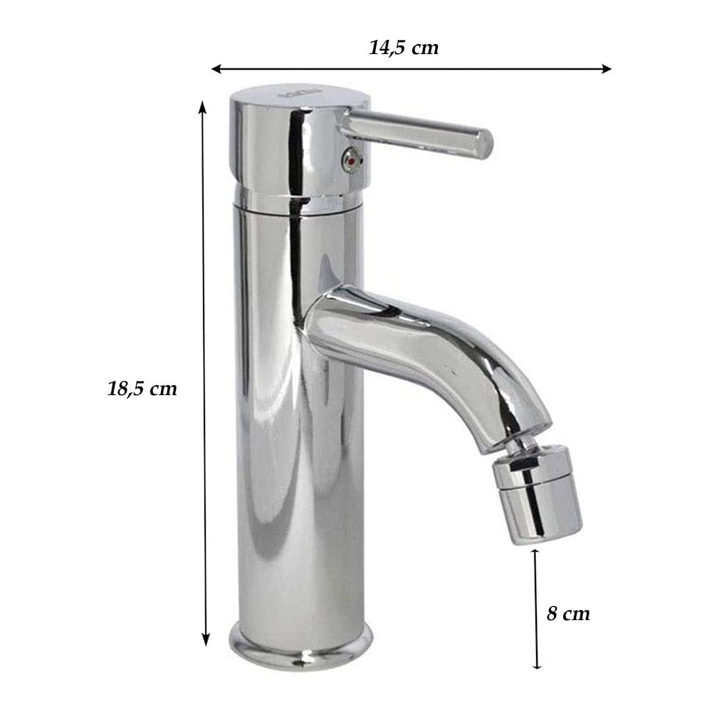Vetrineinrete® Rubinetto bidet moderno con beccuccio orientabile miscelatore monocomando ottone cromato 69014 D1