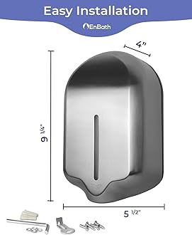 EnBath Foaming Automatic Soap Dispenser Wall Mount - Large 40 oz. (1200ml) Capacity, Stainless Steel, Wall Mounted Touchless Foam Soap/Sanitizer Dispenser for Commercial or Home Bathroom/Restroom