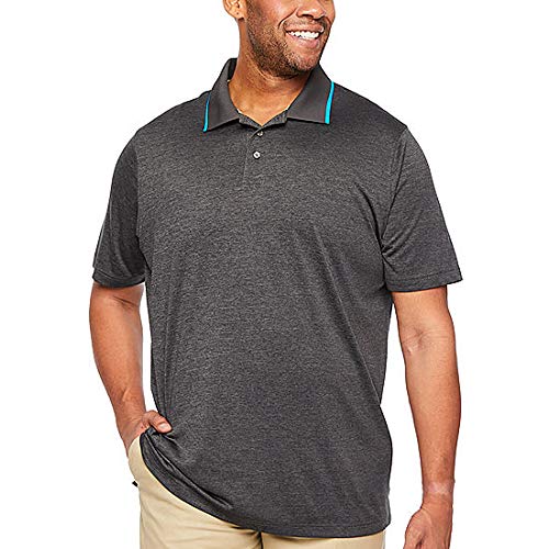 The Foundry Big & Tall Supply Co. Big and Tall Mens Henley Neck Short Sleeve Polo Shirt (Dark Charcoal