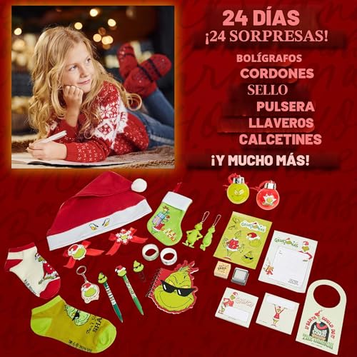 Miniatura 3 de Grinch Calendario Adviento 2025 Adultos Adolescentes Calendário Cuenta Atrás Para Navidad Decoración Navideña Papelería Calcetines Llaveros