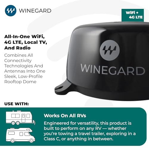 Image of Winegard Connect 2.0 4G+ WF2-95B - Outdoor 4G LTE Router, Wi-Fi Booster & HDTV /AM-FM Antenna, Long-Range Wi-Fi