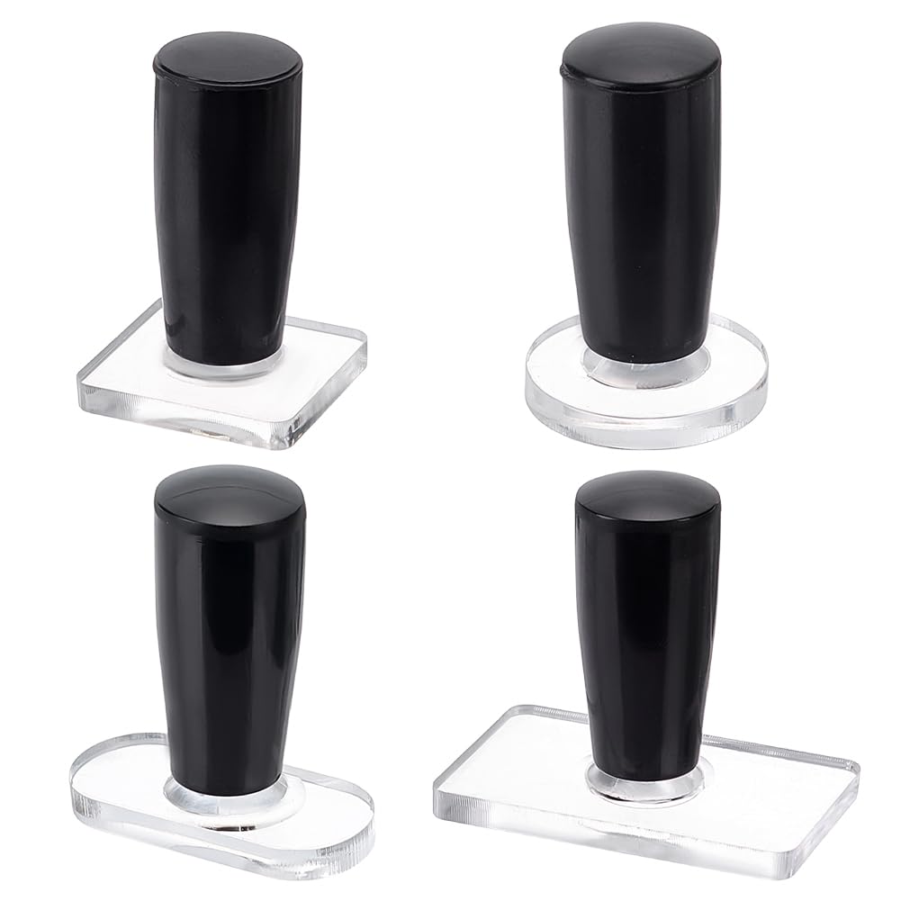 WEBEEDY 4 Styles Clear Acrylic Stamp Blocks with Handle Transparent Stamping Tools Set for Stamping Scrapbooking Card Making Journaling Craft Decoration