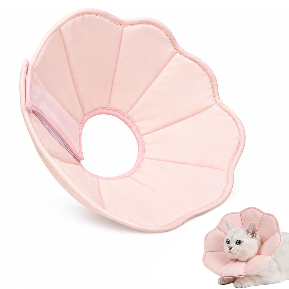 Adjustable Soft Cat Cone Collar XS & M Size, Waterproof Lightweight Elizabethan Recovery Collar for Cats and Kittens After Surgery or Injury (M)