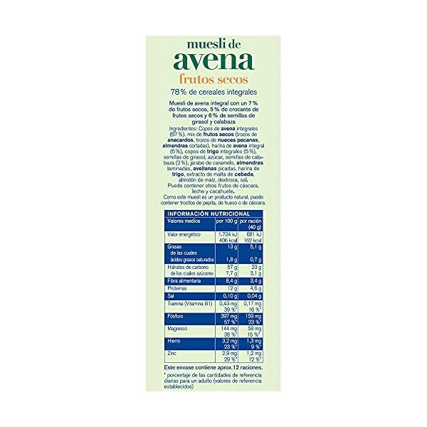 Kölln - Muesli de Avena con Frutos Secos, Cereales Integrales, Mix de Frutos Secos, Alto Contenido de Fibra - 500 g - Imagen 4