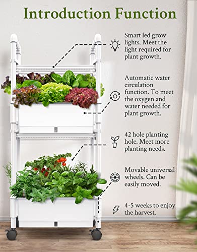 Howayi 28 Pods Hydroponics Growing System， Indoor Herb & Vegetables Garden With Led Grow Light，Plants Germination Kit，Automatic Timer，Pump System，Adjustable Height（No Seed） #TOP1