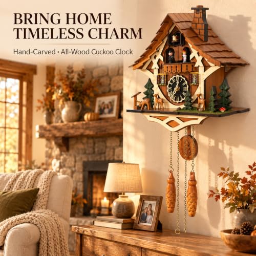 Handmade Wooden Cuckoo Clock, Quartz Wall Clock, Gift for Family - Image 2