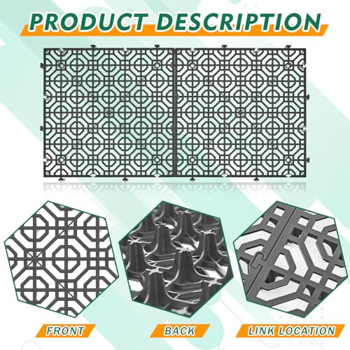 Image of 10 Pcs Ground Protection Mats, Grey Interlocking 15.7 x 15.7 in