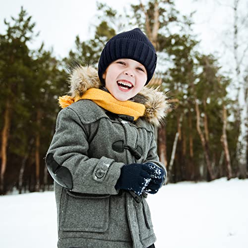 Ocatoma Beanie Hat For Kids Warm Winter Knit Cuffed Beanie Soft Warm Ski Hats Gifts For Boys Girls Black #TOP3