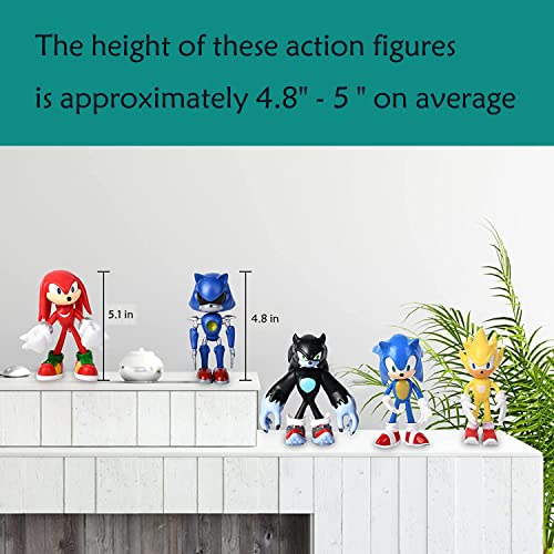 Yooverse Sonic Action Figures Toys For Boys 4-6-8-12,4.8'' Tall With Movable Joint Playsets Toys,Perfect Kids Gifts (Pack Of 5) #TOP1