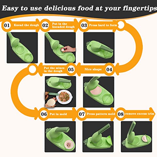 Moatik 2 In 1 Dumpling Maker, Portable Manual Dumpling Maker Multi-Function Dumpling Maker Press Safety Abs Material Empanada Maker Press (Green) #TOP4