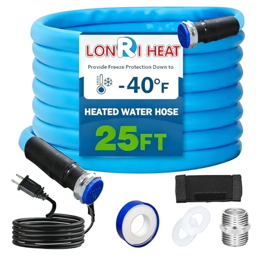 Image of 25FT Heated Rv Water Hose Camper Water Drinking Water Safe Garden Hose -40 ℉ With Electrically Heated, Lead And Bpa Free, 3 /4 inch Adapter,GFCI Plug, For Rv Camper /Home Winter Accessoriesose
