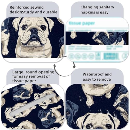 Boîte à mouchoirs Bulldog en cuir salle de bain et table basse de salon