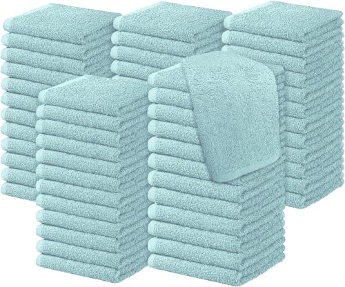 Diamond Tex Pack of 6 12 24 36 48 96 Face Cloth 100% Egyptian Cotton Soft Flannels Set Quick Absorbent Washcloth 500-GSM Gym Golf Hand Wash Towels 30x30cm (Sky Blue 6)