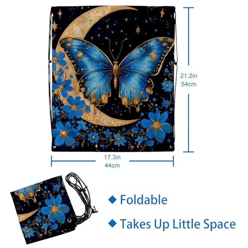 Lot de 2 sacs à dos cordon fleurs bleues unisexes pour sport et gym