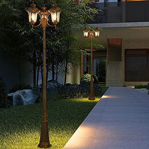 Eurohandisplay Tuinlamp Buitenlamp Kandelaar Verlichting Buitenverlichting HW250cm 3-armige Padverlichting in Antieke Look, Gegoten Aluminium in Bruin/Goud, Glazen Schijven Retro/Vintage E27-fitting (HW250-3) photo 3