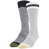 Gold Toe Men's Casual Traveler Slub Crew Socks, 2 Pairs, Light Grey/Black/White, Shoe Size: 6-12