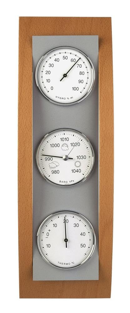 TFA Dostmann Stazione Mete analogica, 20.1082.05 in Legno, barometro, termometro, igrometro, dalla Germania