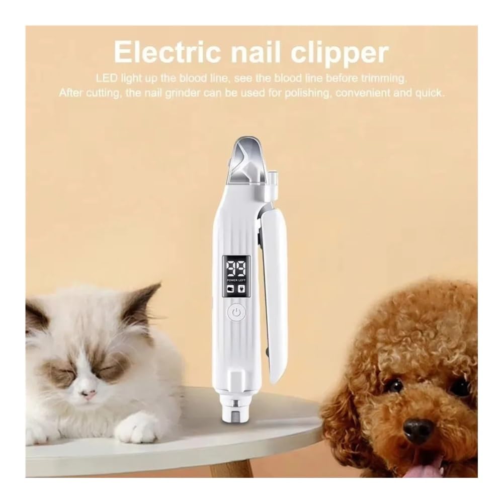 Cortauñas eléctrico for Mascotas 2 en 1 con luz, cortauñas portátil
