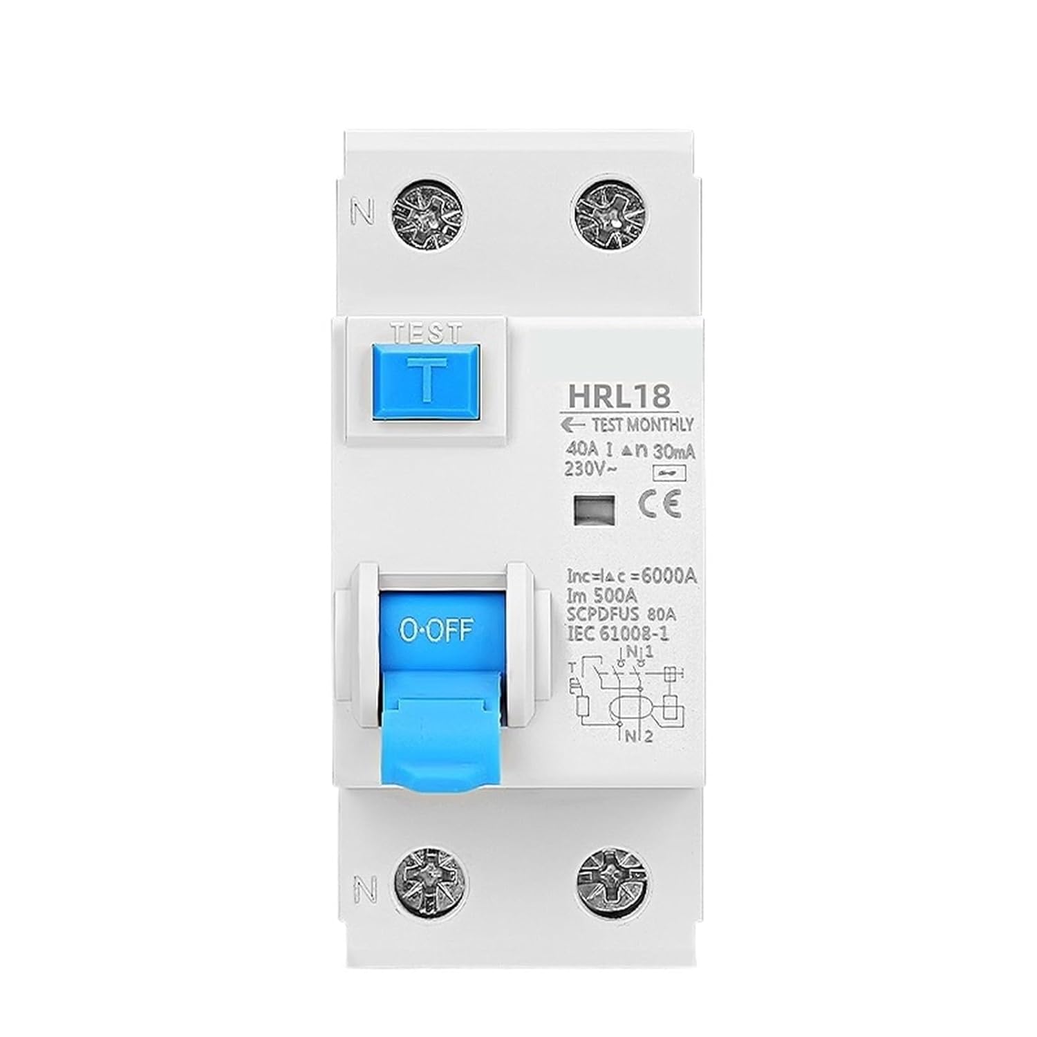 2P Electromagnetic Residual Current Circuit Breaker 10/30/100/300mA Type AC RCCB RCD ELCB Differential Breaker Safety Switch(30mA,10A)