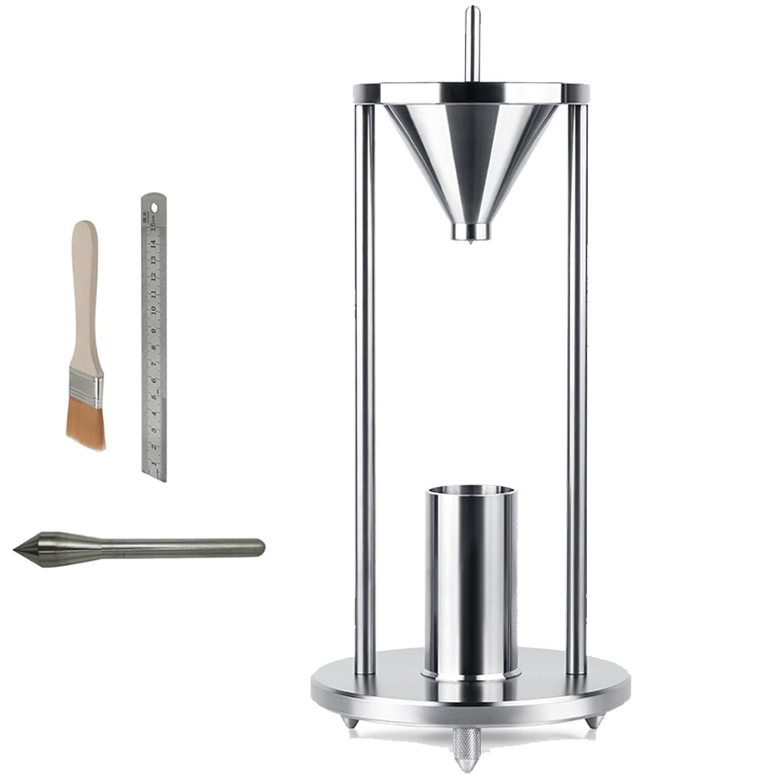 This Stainless Steel Powder Volumeter with 100ml Cup, Bulk Density Tester for Paint and Chemical Industries, 12.7mm Funnel Aperture, 60° Taper