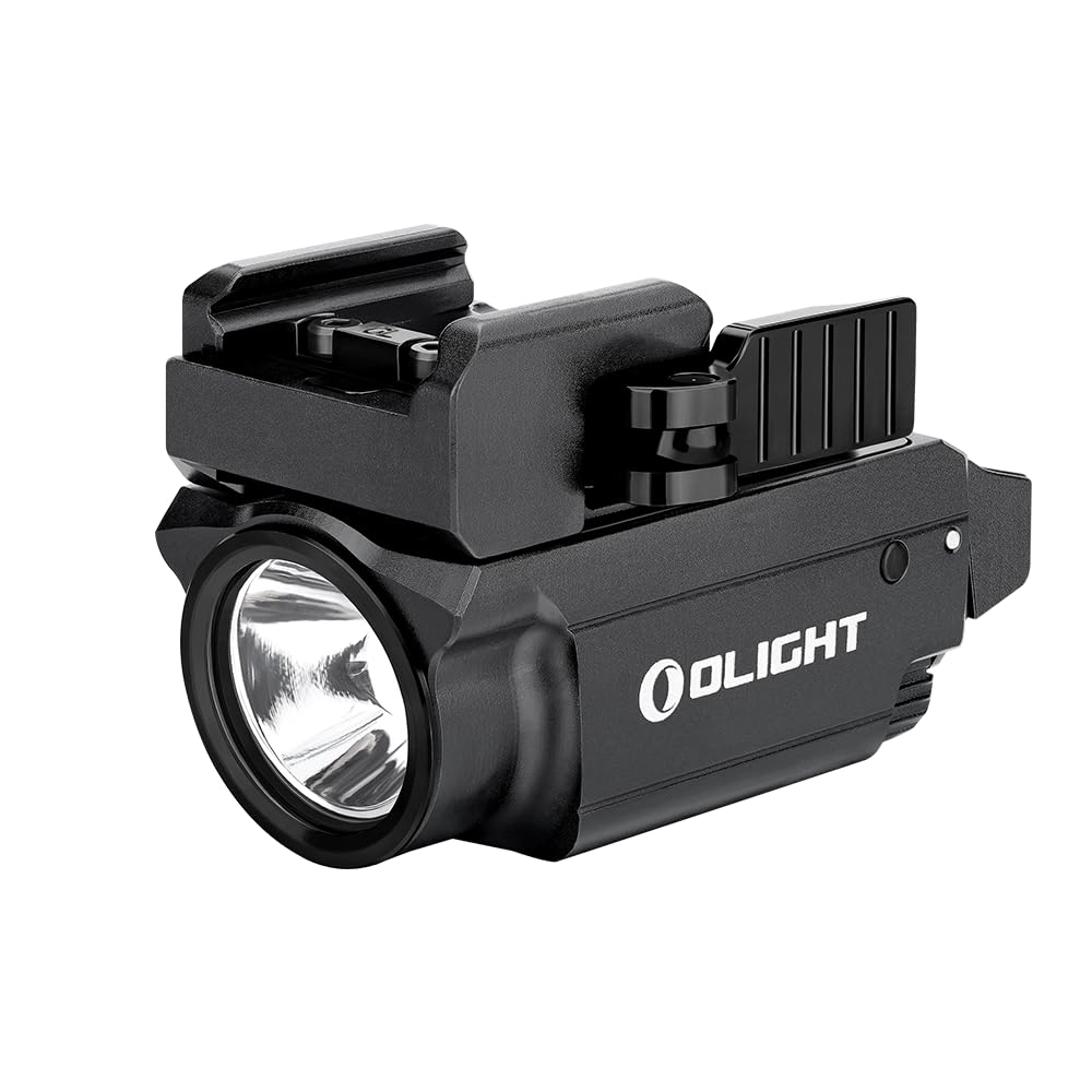OLIGHT Baldr Mini Linterna Potente con Puntero de Haz Verde Ajustable 600 Lúmenes 130M 3 Modos con Riel Ajustable para Caza Compatible con Picatinny Rail y GL (Negro)