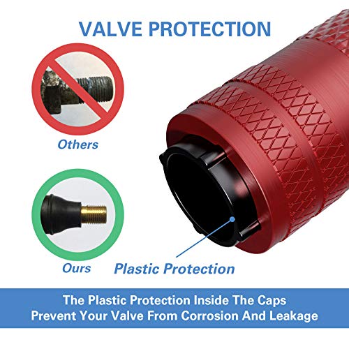 Image of CKAuto Tire Valve Stem Caps, Anodized Aluminum Tire Valve Cap Set | Corrosion Resistant, Universal Stem Covers for Cars Trucks Motorcycles SUVs and Bikes (Red-US)