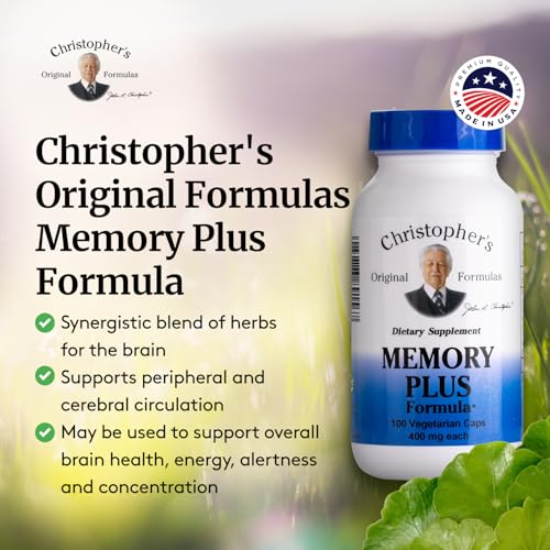 Image of Christopher's Original Formulas Memory Plus Herbal Blend - Brain Supplements for Memory & Focus - Supports Cognitive Function, Energy, & Alertness