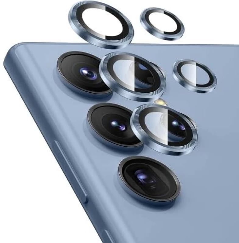 Image of Skinomi Camera Lens Protector Compatible with Samsung Galaxy S24 ultra 5G [Anti-Scratch] Premium Tempered Glass Film Aluminum Alloy Lens Ring Cover- Titanium Blue