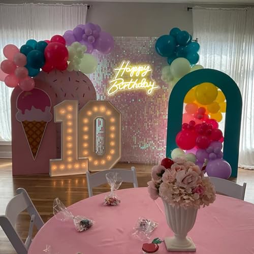 Image of LED Neon Happy Birthday Sign Night Light Birthday Party Decorations Warm White USB Operated Decorative for Backdrop Party Bedroom Wall Decor 5v