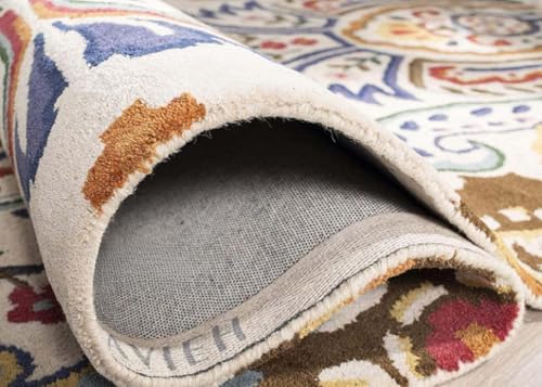 Image of Irregular Shape Handmade Woolen Carpet White Colour Size 4x6 feet