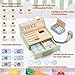 Wooden Toy Cash Register for Kids, Pretend Play Money Counting Toy with Scanner and Credit Card Toddlers Cashier Toy Shop Grocery Play Food Accessory Preschool Learning Gift for Boys Girls Ages 3+