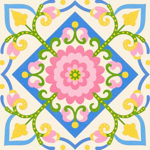 IVN 10PCS 12x12 Inch Peel and Stick Floor Tiles Colorful Vintage Floral Geometric Tile Pattern Removable Self Adhesive DIY Vinyl Flooring Stickers for Entryway Kitchen Bar Studio Home Decor