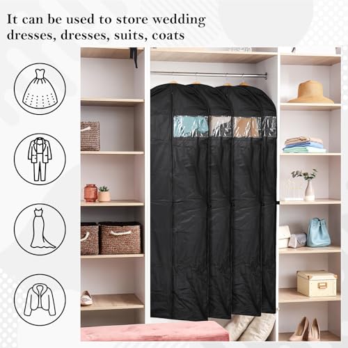 Hejo Kleidersack, 180 × 60 cm Faltbare Kleiderhülle, Lange Atmungsaktive Kleidersäcke mit Griffen, Staubdichte Kleidung Schutztasche, Garment Bag für Brautkleider, Abendkleider, Tanzkostüme (Schwarz)