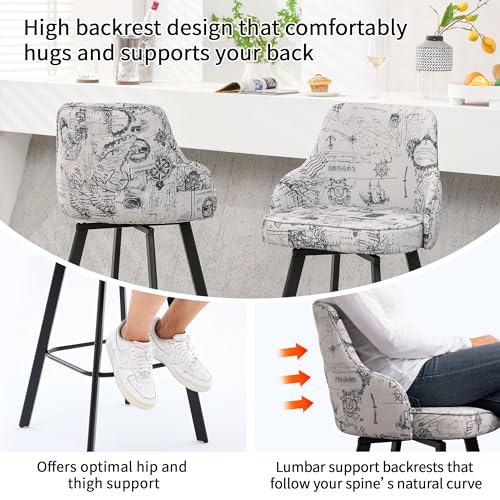 Image of 30 Inch Swivel Bar Stools Set of 3 with Back, Bar Chairs for Kitchen Island