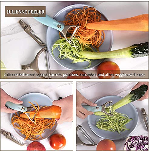Image of Premium 3 Pcs Set Multipurpose Vegetable Fruit Carrot Peeler 3in1 Sharp Stainless Steel Blades with Interchangeable Handle Potato Slicer Shredder Peeler for Vegetables