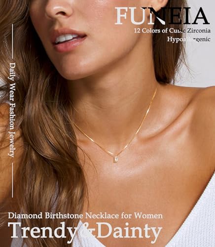 FUNEIA Diamond Necklaces for Women 14K Gold Plated Emerald Birthstone Necklace for Women Mothers Dainty Gold Necklace Blue Green Cubic Zirconia Pendant Necklace Birthday Gifts for Women Jewelry2