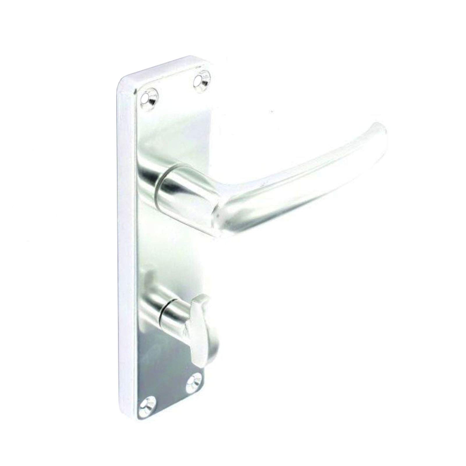 Aluminium Door Handles for Latch, Key Lock and Bathroom Doors on Backplate (Bathroom Handle)