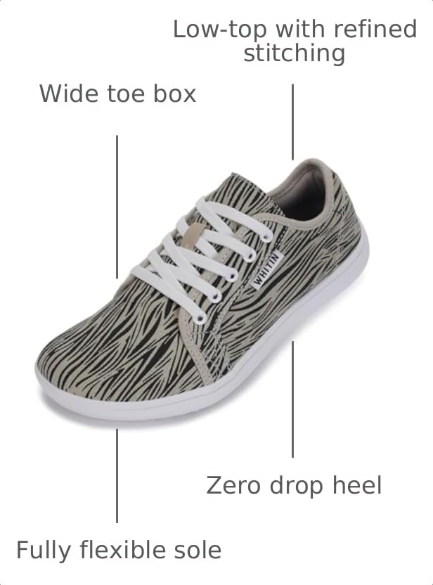 Image of WHITIN Women's Canvas Barefoot Shoes | Wide Sneakers | Classic Fit W81V2 | Machine Washable, Breathable Fashion Canvas, Flexible Support During Training, Simple Design, Natural Feel, Wide Fit Walking