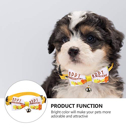 Animal de estimação Dia de Ação de Graças fita colorida Bell Bowknot Collar Gravata (Dia de Ação de