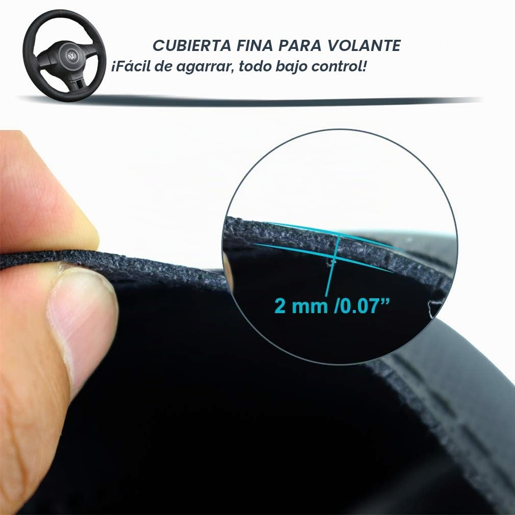 ZATOOTO - Cubre Volante para Coser, Cubre Volante de Coche, Piel, Bricolaje, protección Universal, Antideslizante y Suave, 37-38 cm, Color Negro