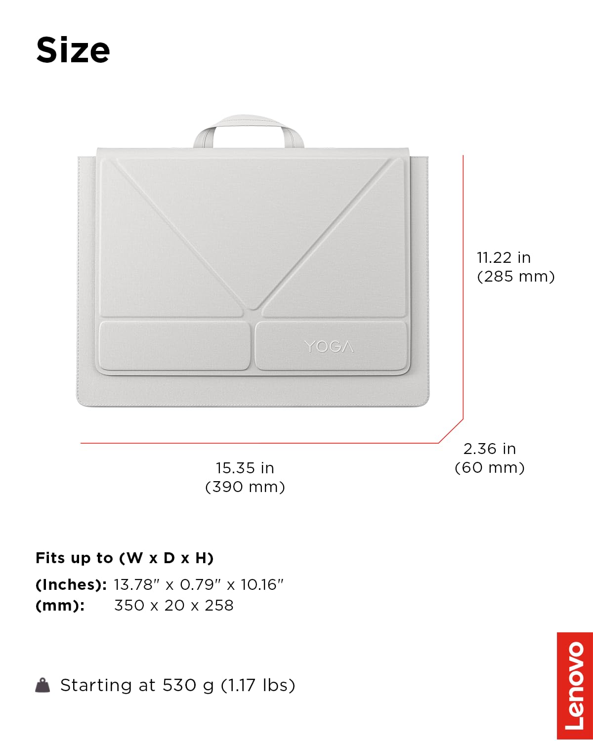 Lenovo Yoga Tote - Custodia per laptop con display da 40,6 cm, con supporto apribile, custodia protettiva leggera in microfibra e poliestere