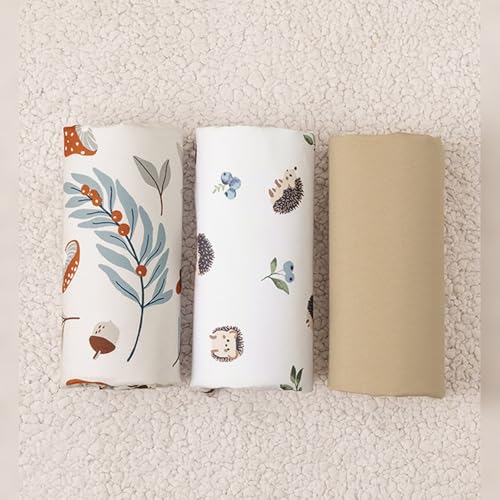 Image of PHF 3 Pack Soft Leaf&Mushroom Crib Sheets Fitted, Comfy Breathable Baby Sheets for Boys Girls, 28x52 Inches Fits Standard Crib and Toddler Mattresses, Leaf&Mushroom