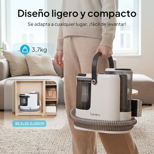 Miniatura 8 de Livatro Aspiradora De Agua Tapicerias, 1700w Limpia Tapicerias, 15kpa Limpia Sofas Vapor Extracción, 1,6 L Depósito, Limpieza De Sofas, Lava Aspiradora Para Alfombras, Moquetas, Tapicería Y Coche