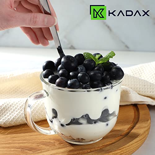 KADAX Zestaw 6 szt. szklane kubki z uchem 480 ml do herbaty, kawy i kakao, odporne na wysoką temperaturę, przystosowane do zmywarki