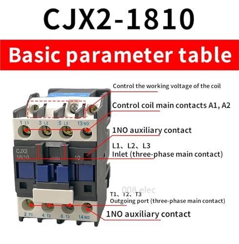 Contacteur CJX2-1810 32A avec bobine AC 380V pour commutation électrique - 6