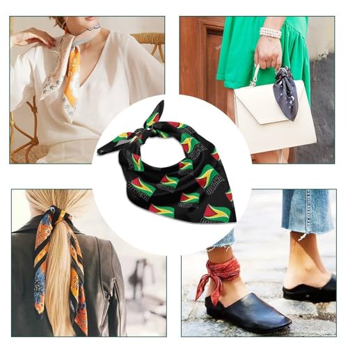 Guyana Flag Guyanese Fashion Square Silk Scarf Soft Lightweight Neck Hair Head Scarves4