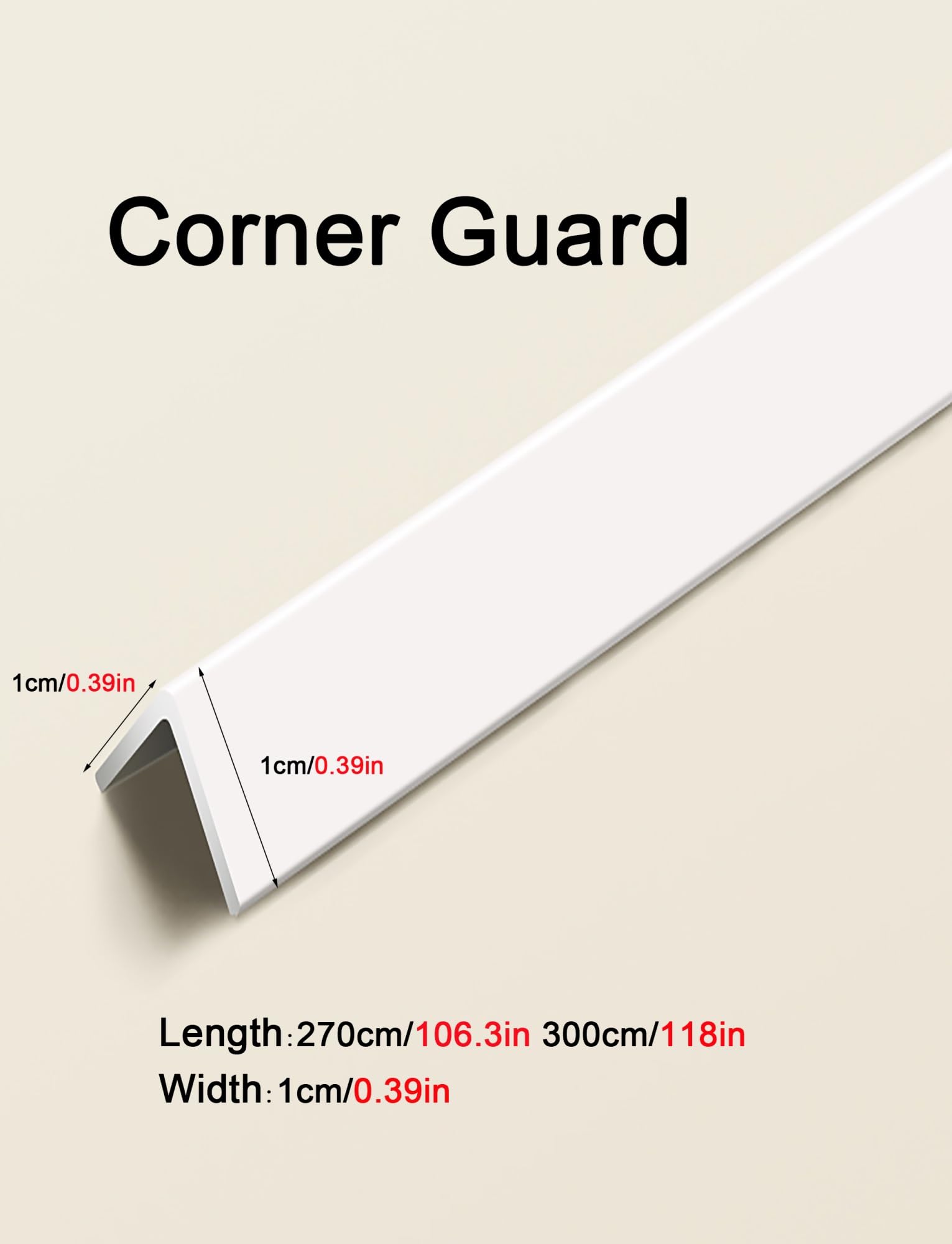 Paraspigoli in alluminio for la protezione dei bordi delle pareti - Larghezza 0,39 pollici, lunghezza 270 cm/300 cm(Cream Color,1x270cm)
