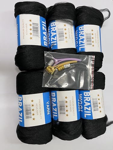 Générique avec Cadeau Supplémentaire 6 x 80 g Tresses de Cheveux en Laine brésilienne Noir Tous Les Styles de Tresses africaines Twist Wraps