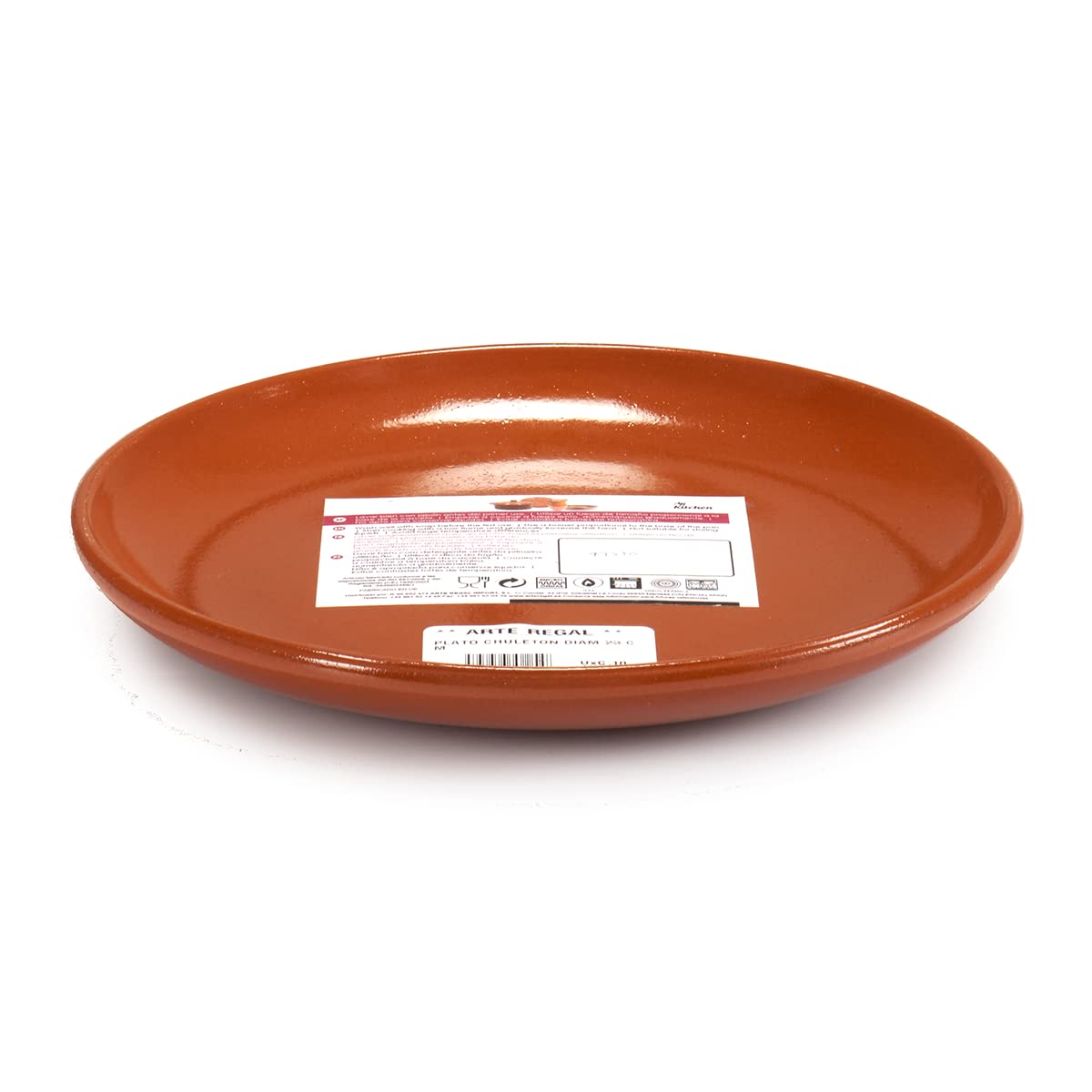 Arte Glazed Terracotta Round Oven Safe Dinner Tapas Serving Steak Plate Dish (Single 23cm Plate)